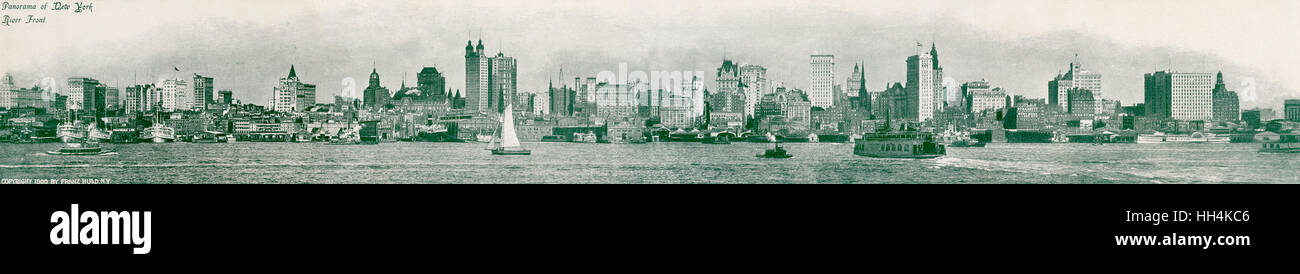 Panoramablick auf die West Hudson Riverfont und Docks, New York Stockfoto