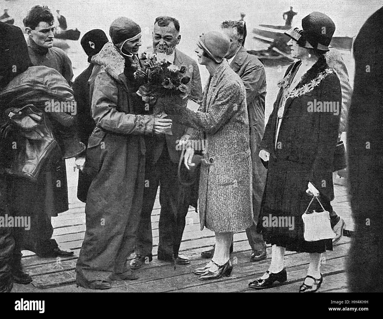 Amelia Earhart begrüßte Southampton Stockfoto