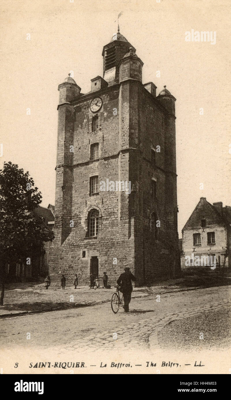 Saint-Riquier, Somme, Nordfrankreich - Glockenturm Stockfoto