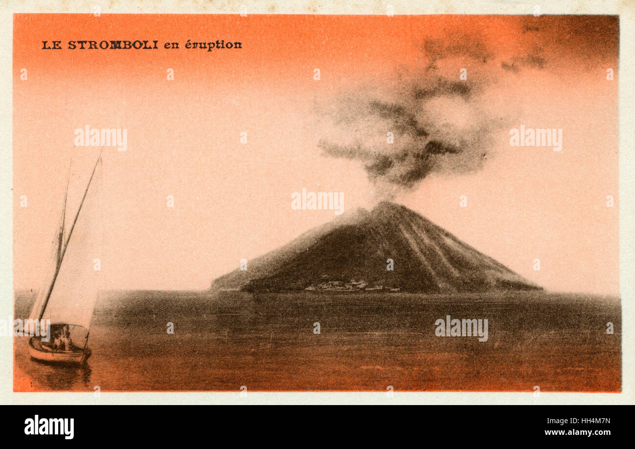 Stromboli Vulkan Ausbruch - Italien Stockfoto