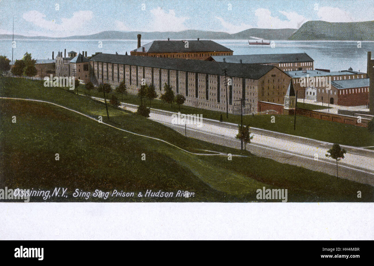 Sing Sing Gefängnis und den Hudson River, Ossining, Westchester County, New York State, USA. Stockfoto