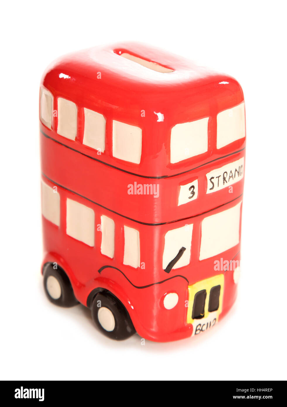 London red Bus Geld Box Ausschnitt Stockfoto
