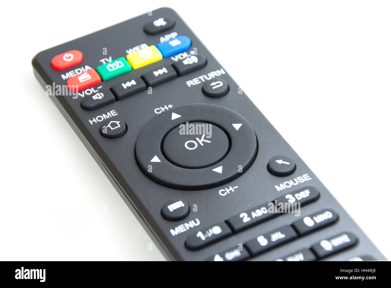 Geschlossen bis OK-Taste auf der Fernbedienung smart-player Stockfoto