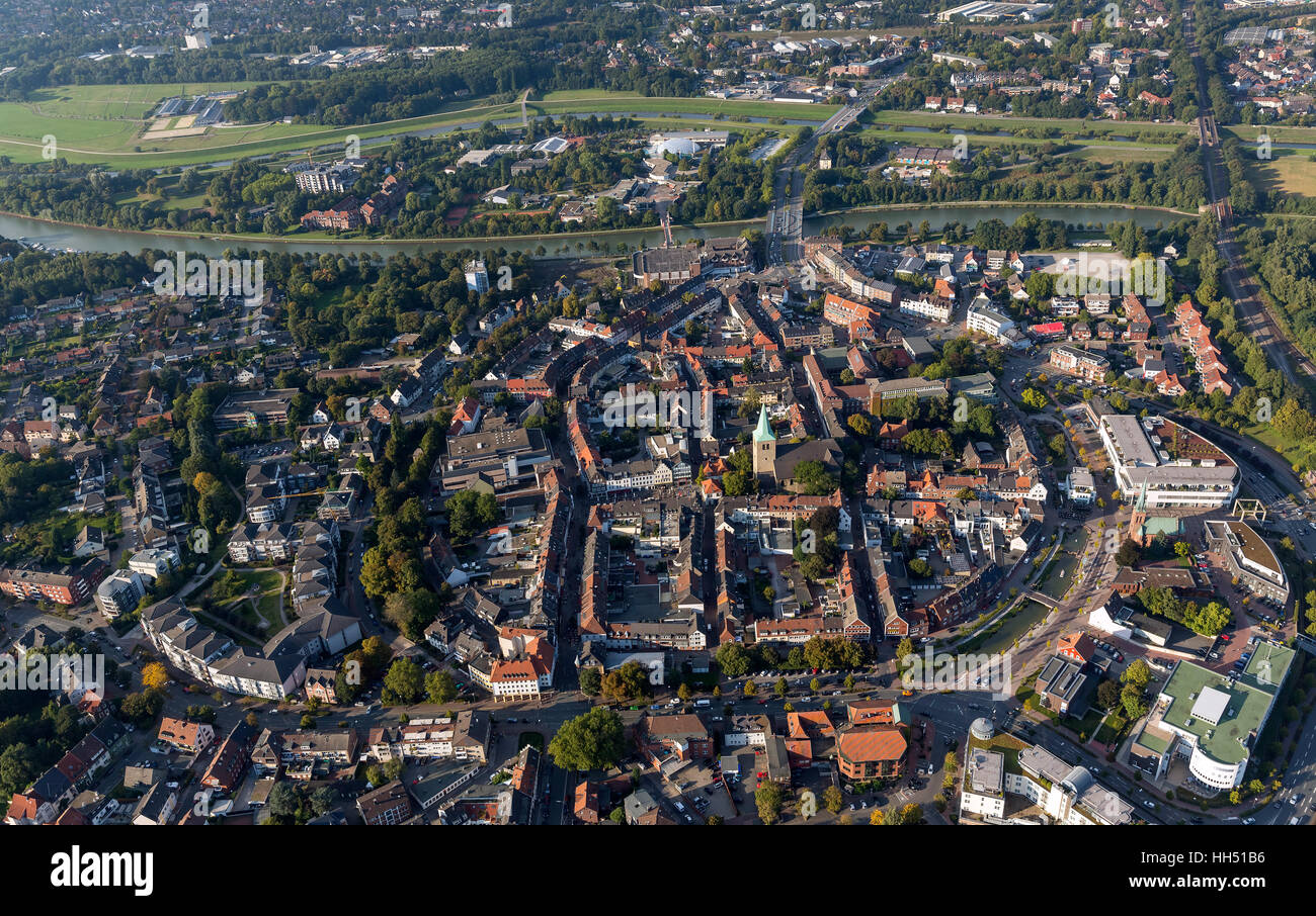 Dorsten Zentrum, Altstadt, Straßen Wand, Dorsten, Ruhrgebiet, Nordrhein-Westfalen, Deutschland, Europa, Vögel-Augen-Blick Stockfoto