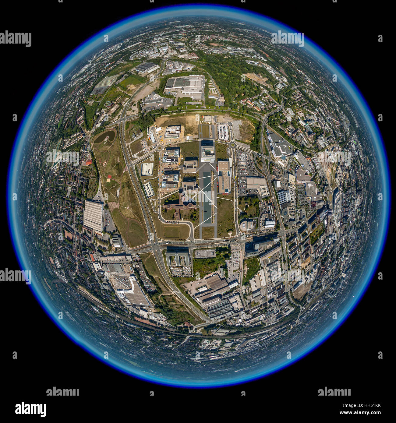 ThyssenKrupp Hauptquartier, Krupp-Gürtel, Fish-Eye-View, Fisheyelens, Essen, Ruhr Bereich, North Rhine-Westphalia, Deutschland, Europa, Stockfoto