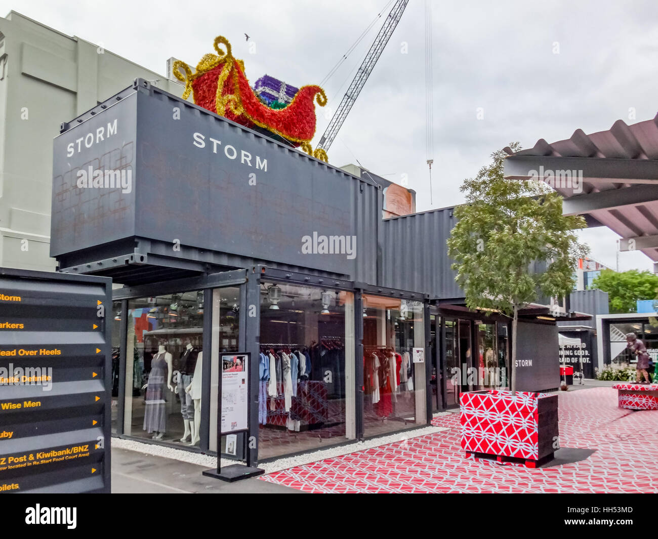 Versandbehälter umgewandelt zu Geschäften in Erdbeben betroffenen Christchurch, Neuseeland Stockfoto
