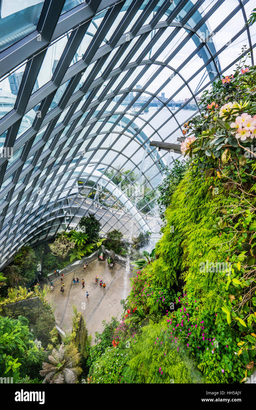 Singapur, Gardens by the Bay, Aussicht vom Gipfel des Berges üppiger Vegetation im Nebelwald riesigen grünen Haus Stockfoto