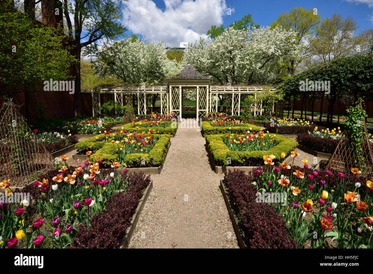 18. Jahrhundert Garten Philadelphia, PA Stockfoto
