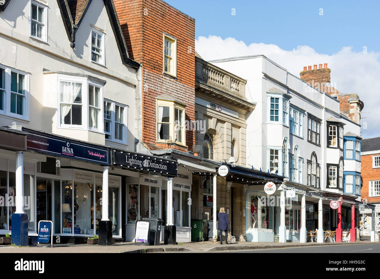 High Street, Marlborough, Wiltshire, England, Vereinigtes Königreich Stockfoto
