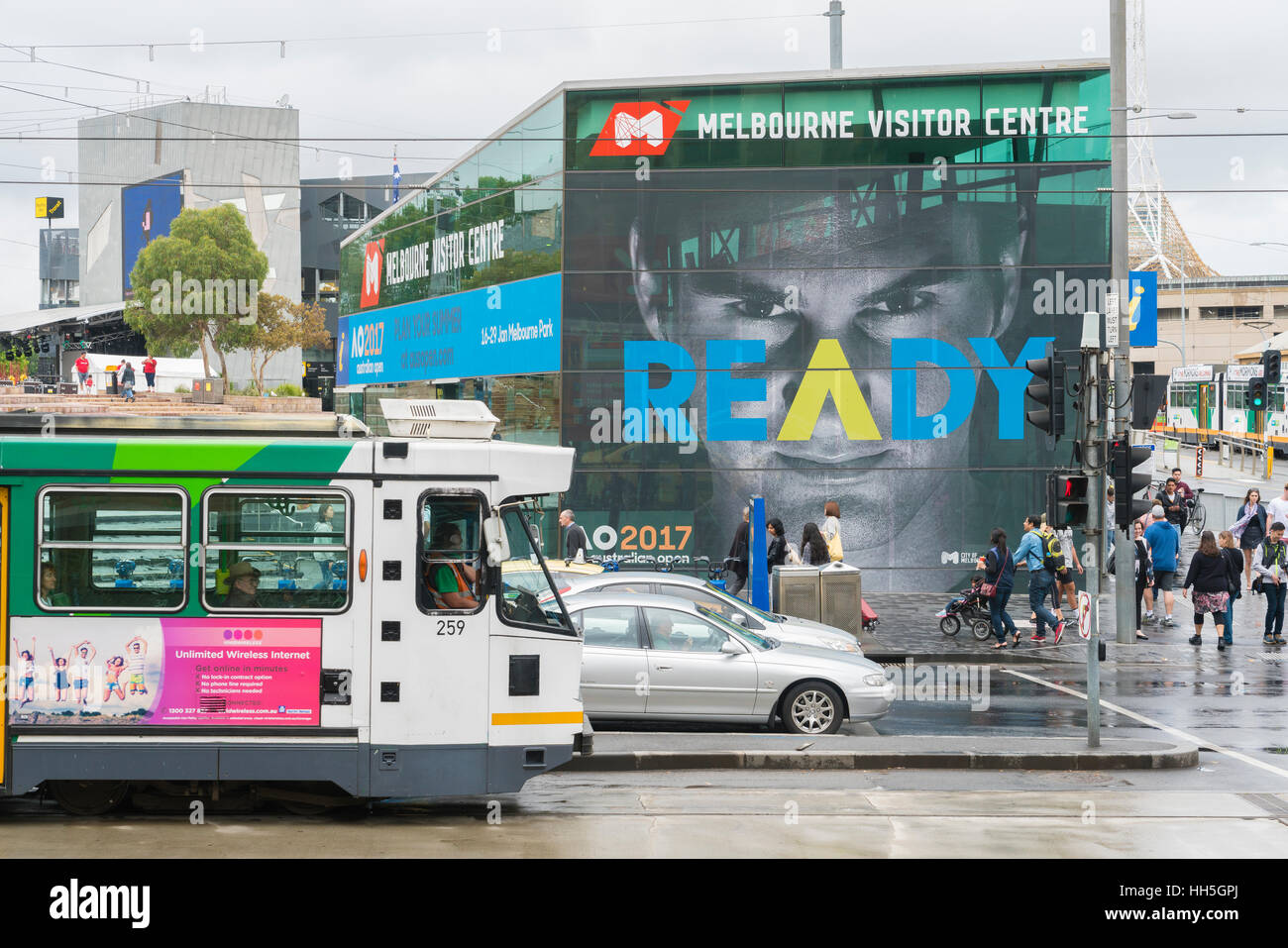 Schild "geöffnet" Australian Werbung in Melbourne CBD Stockfoto
