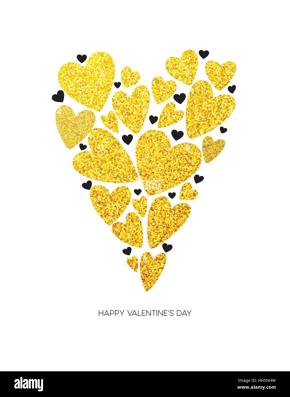 Happy Valentinstag Liebe Grußkarte mit weißen low-Poly Style Herzform in golden Glitter-Hintergrund. Vektor-illustration Stock Vektor