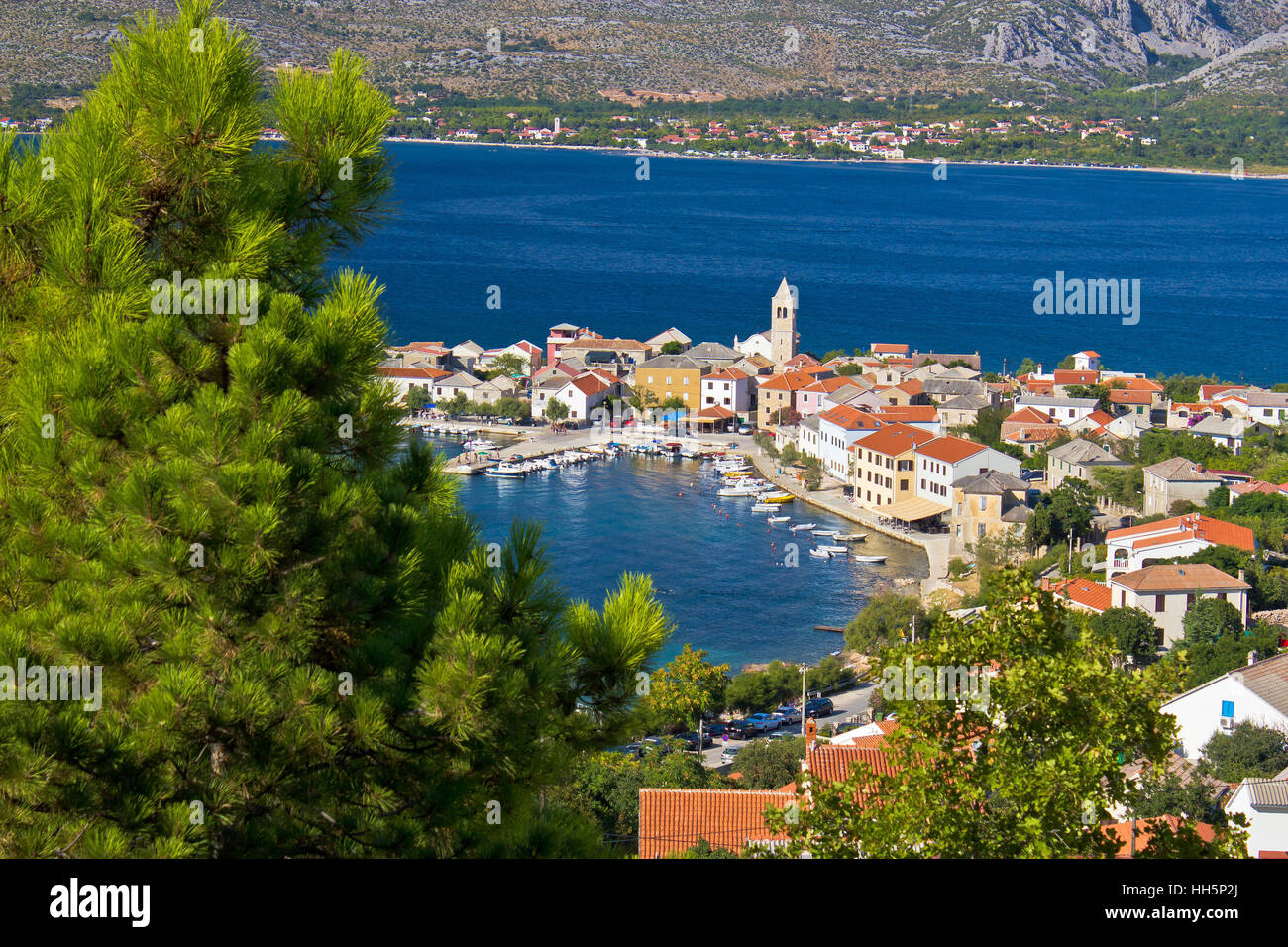 Luftaufnahme von bunten Adria Stadt Vinjerac, Dalmatien, Kroatien Stockfoto