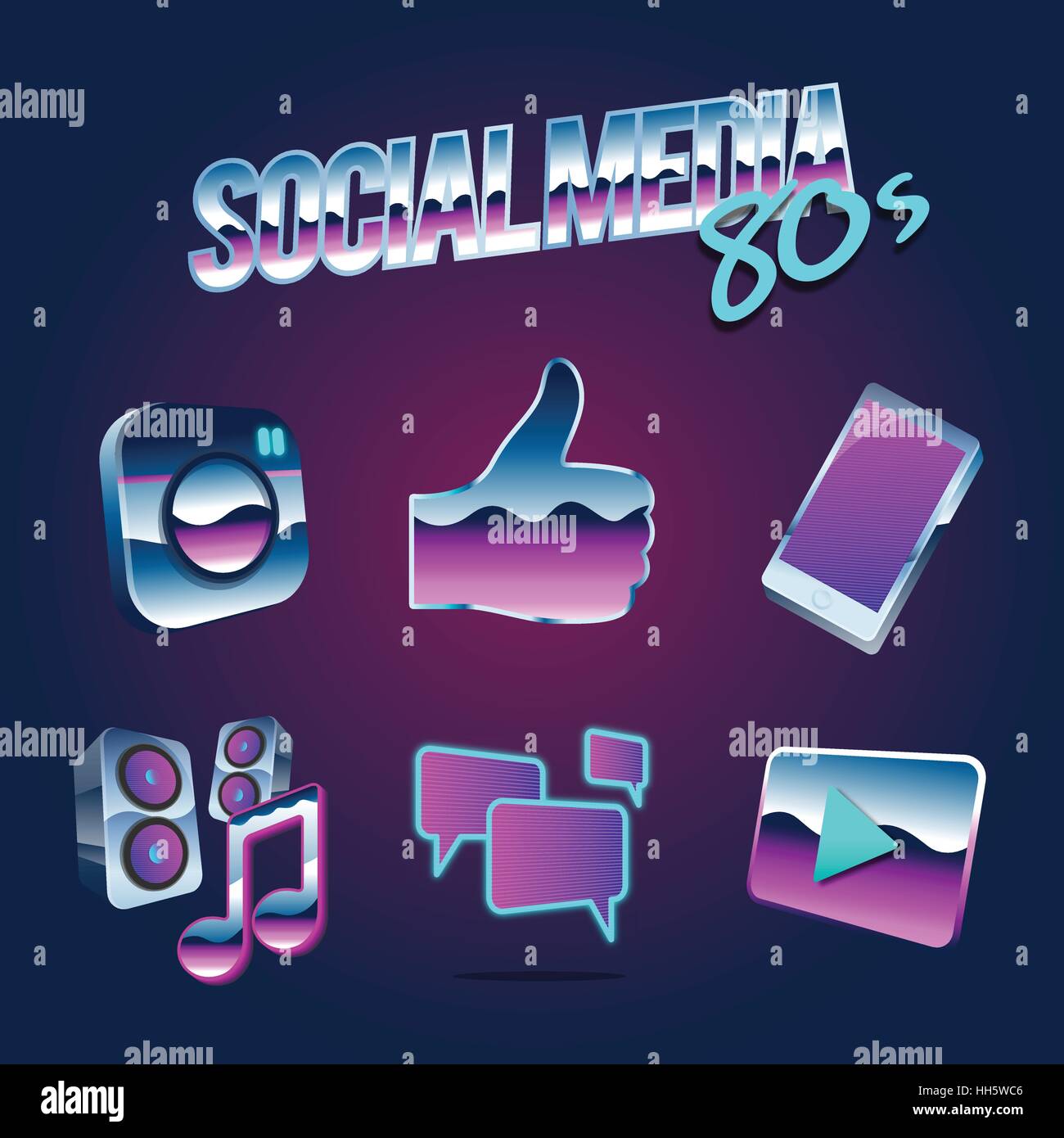Kunstwerke Online-Social-Media-Internet-Icon-Konzept Stock Vektor