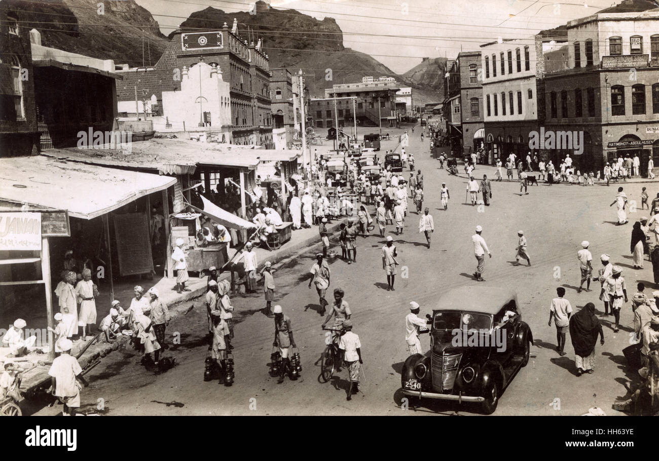 Maidan Square und Main Street, Krater (Kraytar), Aden, WW2 Stockfoto