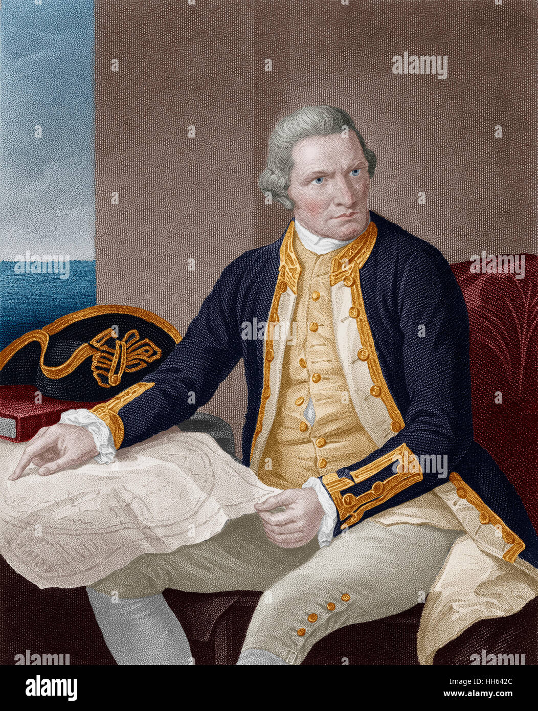 Captain James Cook - Kapitän der Royal Navy (1728-1779), britische Forscher, Navigator und Kartograph. Stockfoto