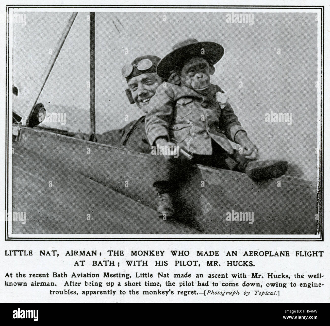 Affe auf Flug bei Bath Aviation Meeting 1912 Stockfoto