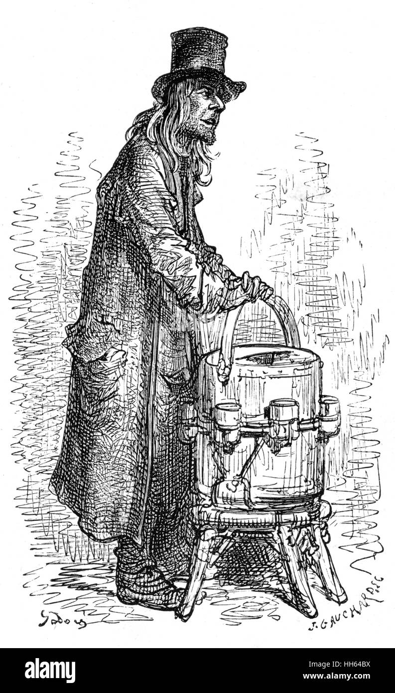 Ein Mann, der Limonade in London verkauft, 1870 Stockfoto