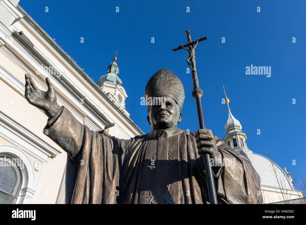 Statue von Papst Johannes Paul II (Karol Józef Wojtyla geboren) in Brezje, Slowenien Stockfoto