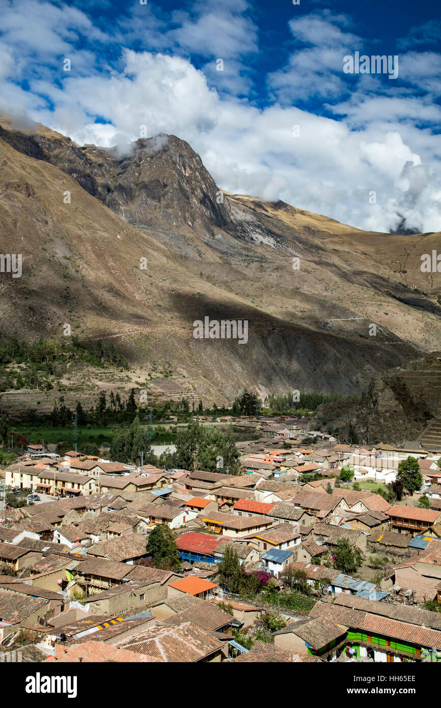 Erhöhten Blick von Ollantaytambo, Urubamba, Cusco, Peru Stockfoto