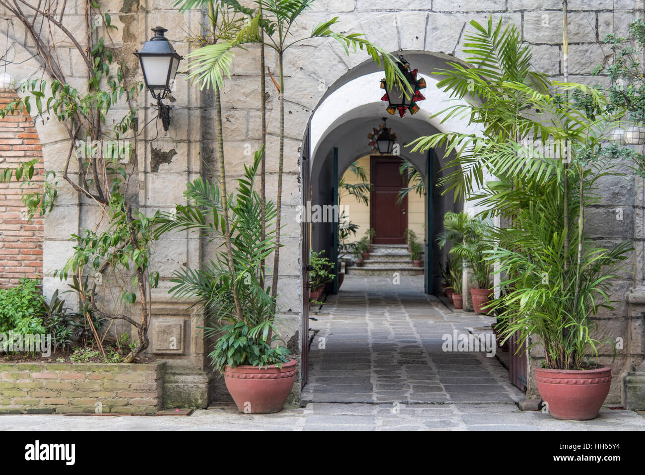 Arkaden im Hof des Casa Manila. Intramuros, Manila, Philippinen Stockfoto