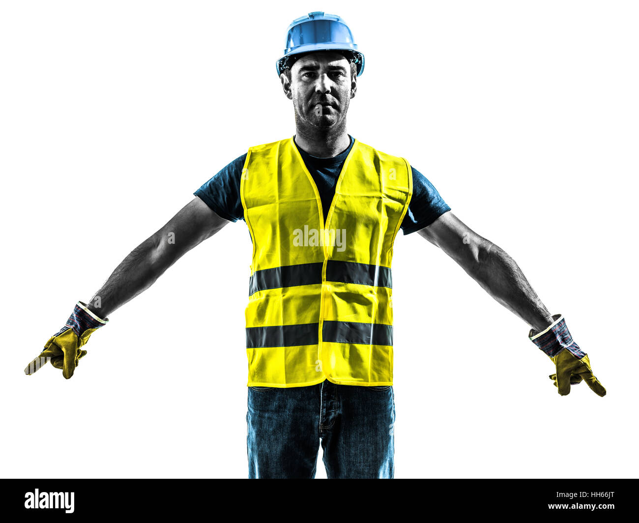 Bauarbeiter Signalisiert Sicherheit Weste Silhouette Stockfoto