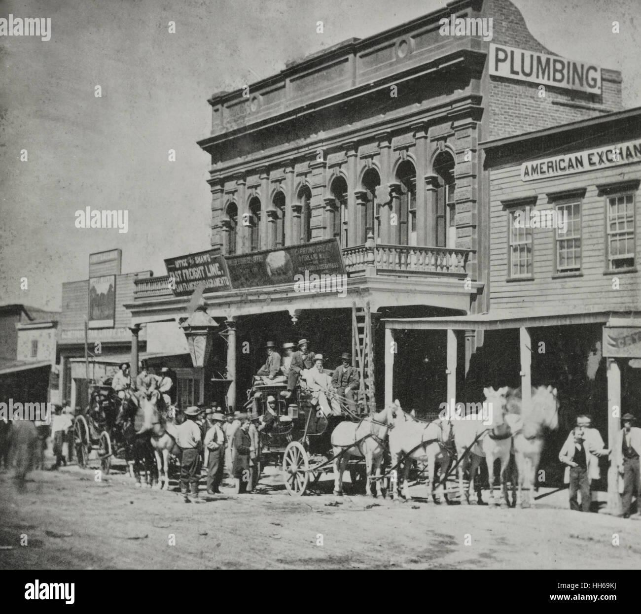 Wells, Fargo & Co. Express Büro, C Street, Virginia City, Nevada, 1866 Stockfoto