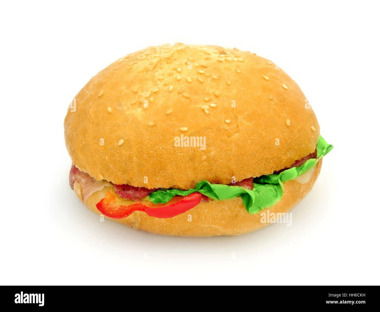 Hamburger Sandwich isoliert auf weiss Stockfoto