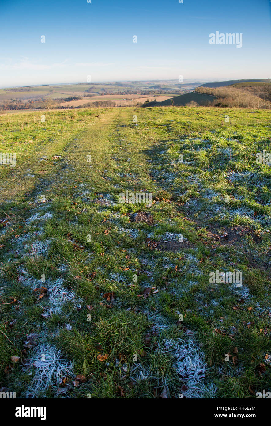 Blick von Win Green, Cranborne Chase, Dorset, Winter 2016 Stockfoto