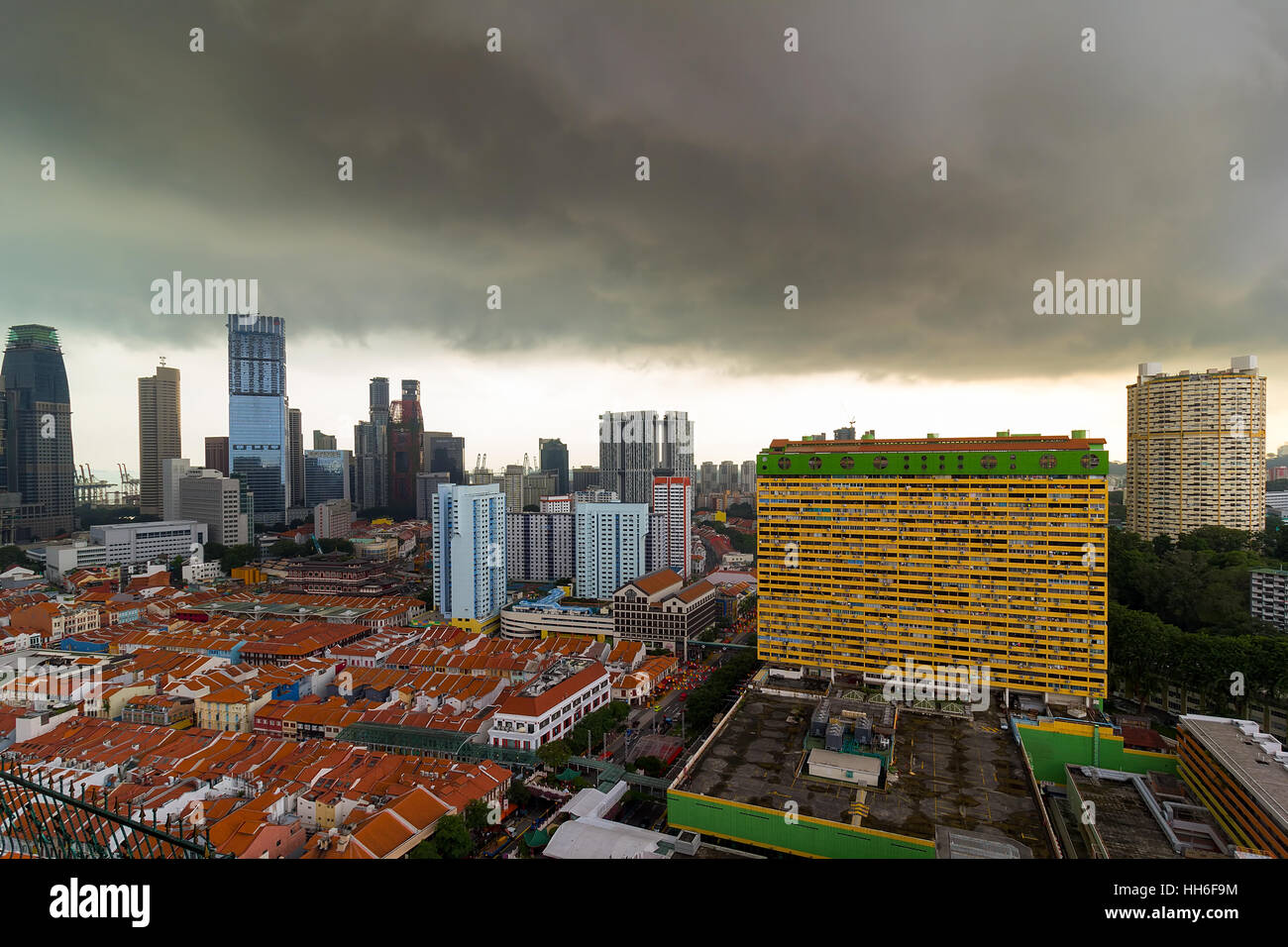 Singapur Chinatown während Chinesisches Neujahr 2017 von Hahn-Luftbild Stockfoto