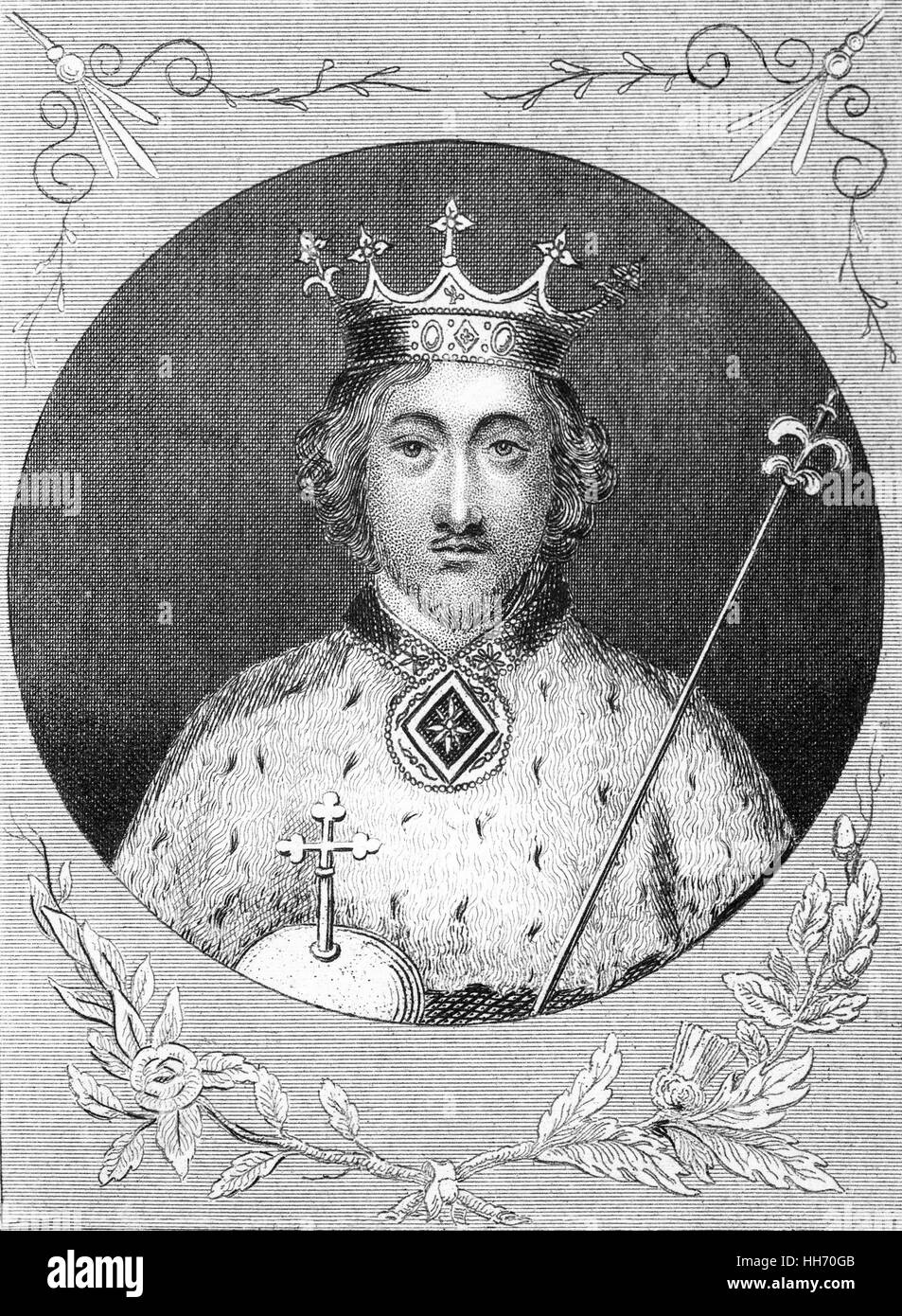 Richard II. (1367 – 1400), war ein Sohn von Edward, der schwarze Prinz, und wurde während der Herrschaft seines Großvaters, Edward III in Bordeaux geboren. Auch bekannt als Richard von Bordeaux, wurde er König von England von 1377 bis er auf 30 September 1399 abgesetzt wurde. Stockfoto