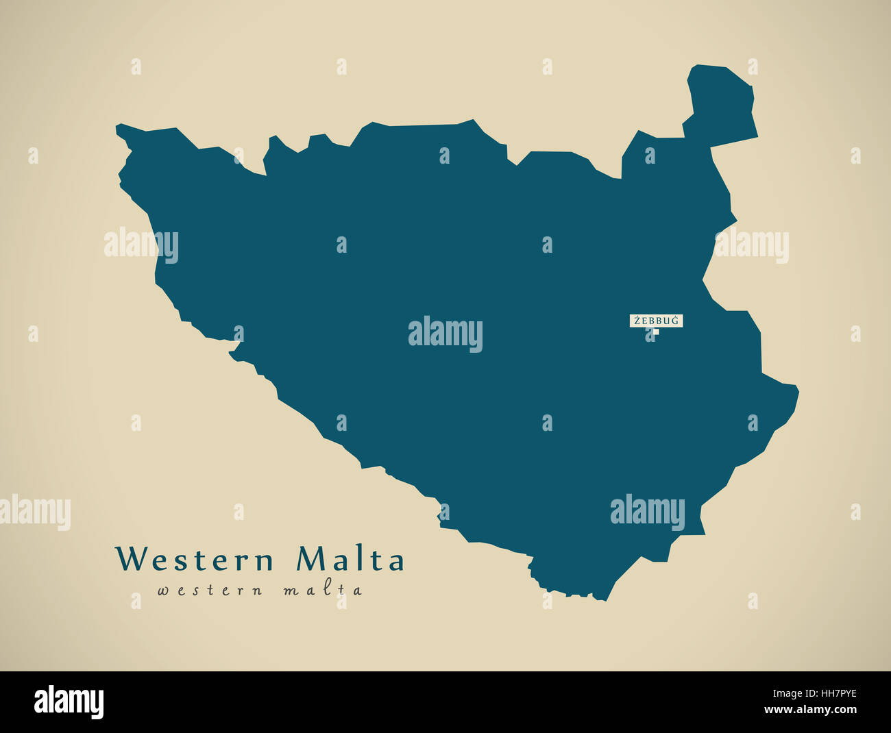 Moderne Karte - Western Malta MT Abbildung Stockfoto