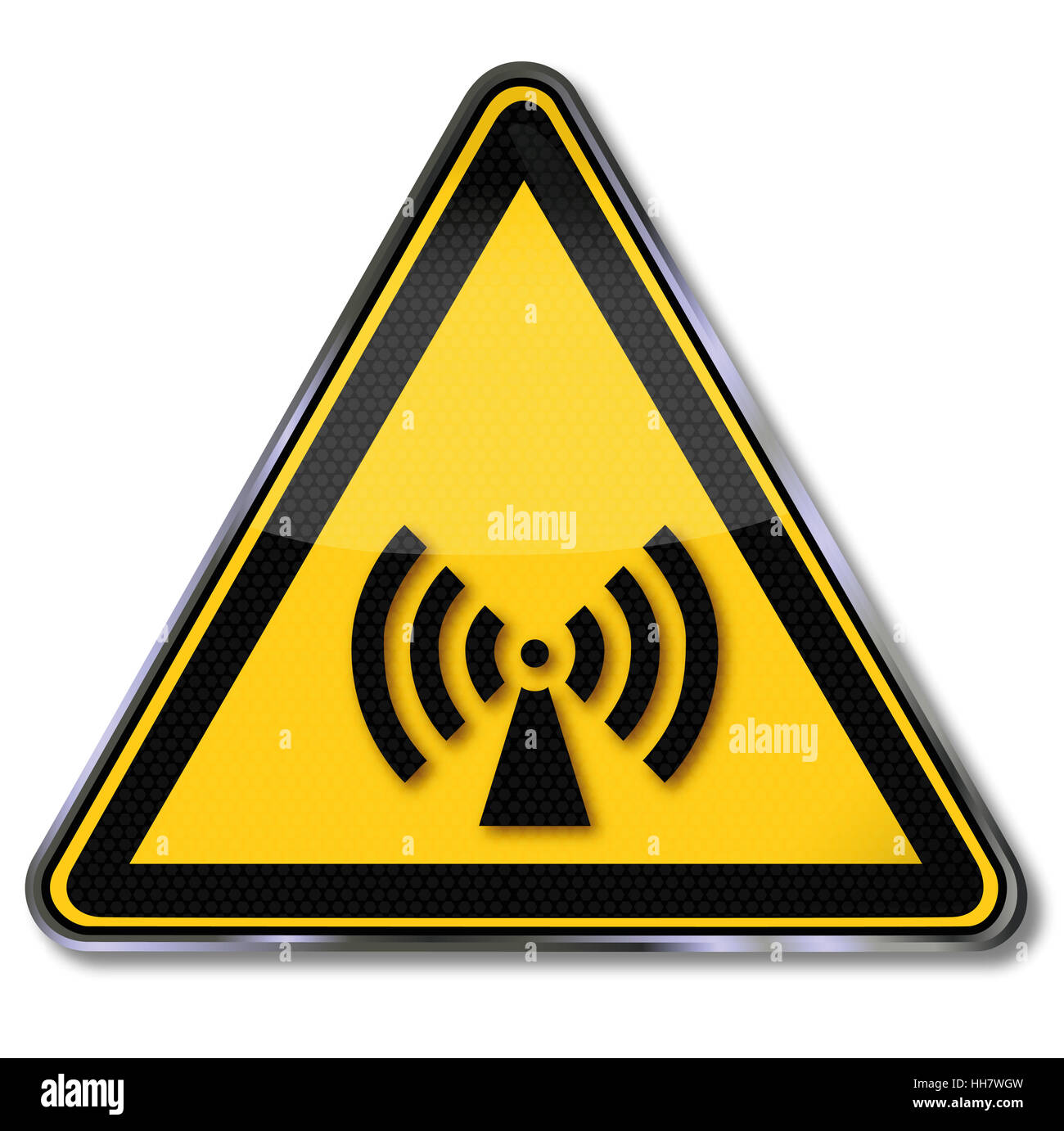 Schild Warnung vor ionisierender und elektromagnetische Strahlung Stockfoto