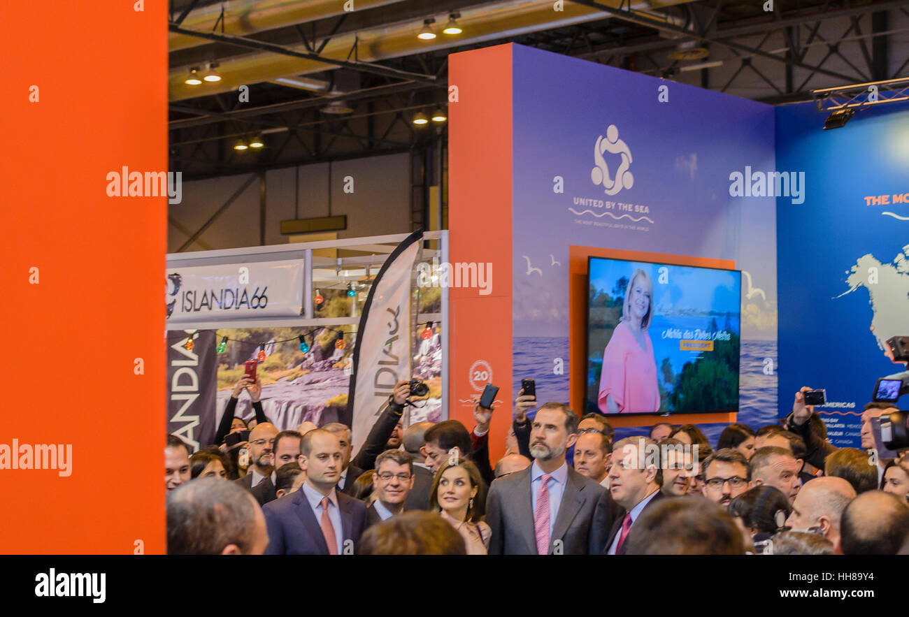 Madrid, Spanien. 18. Januar 2017.  Einweihung des internationalen Tourismus Messe Fitur in Ifema mit S.M. der spanischen Könige am 18. Januar, Madrid, Spanien. Bildnachweis: Enrique Davó/Alamy Live-Nachrichten. Stockfoto