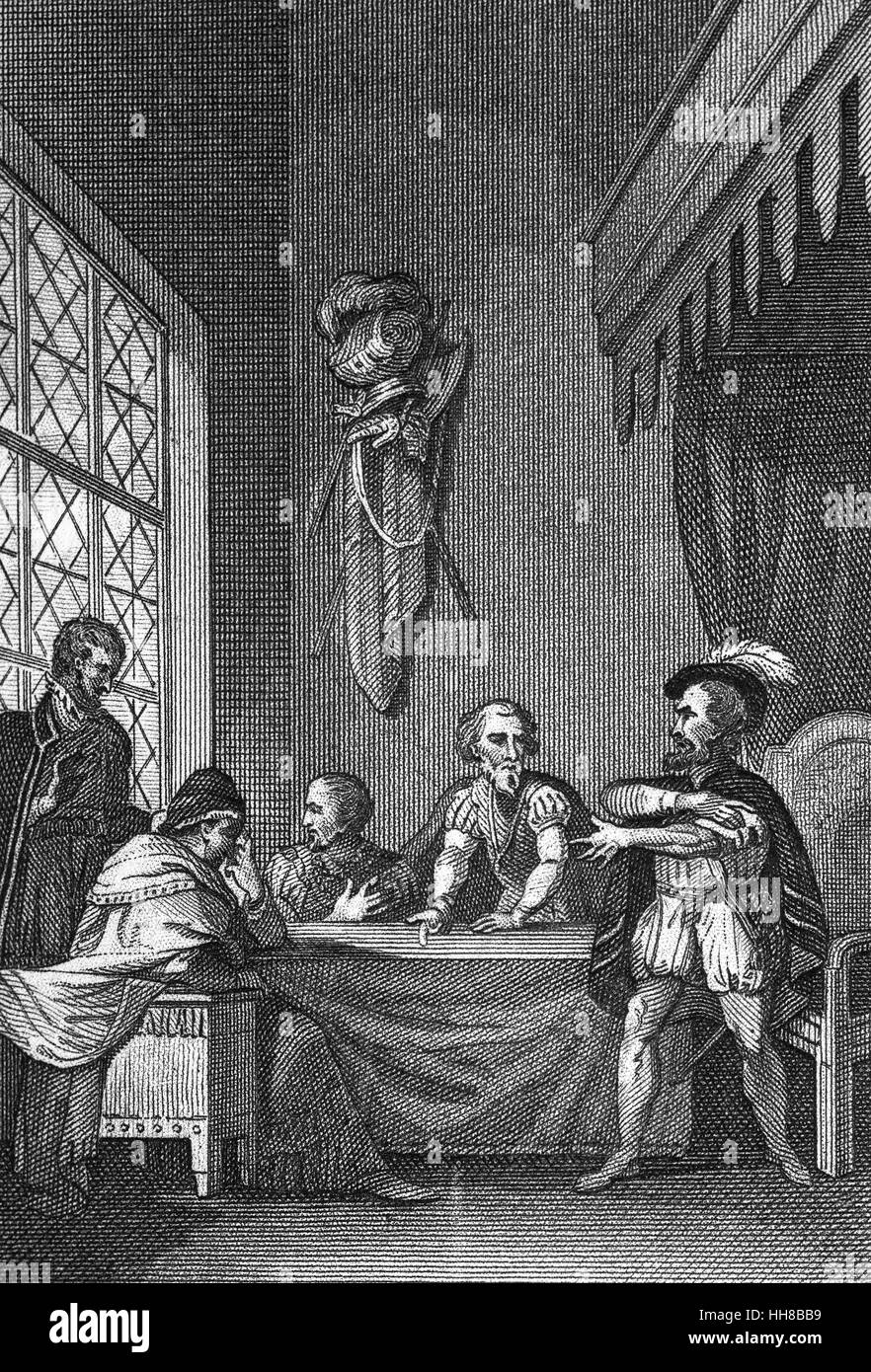 Jane Shore war maßgeblich bei der Herbeiführung der Allianz zwischen Hastings und die Woodville, das gebildet wurde, während Richard, Duke of Gloucester, Beschützer, war, bevor er den Thron als König Richard III nahm.  Ihr wurde vorgeworfen, der Durchführung von Nachrichten zwischen Hastings und Edward IV Witwe Elizabeth Woodville. Es war wegen ihrer Rolle in diesem Bündnis, das Ufer mit Verschwörung, zusammen mit Hastings und die Woodville, gegen die Beschützer Regierung beauftragt wurde. Stockfoto