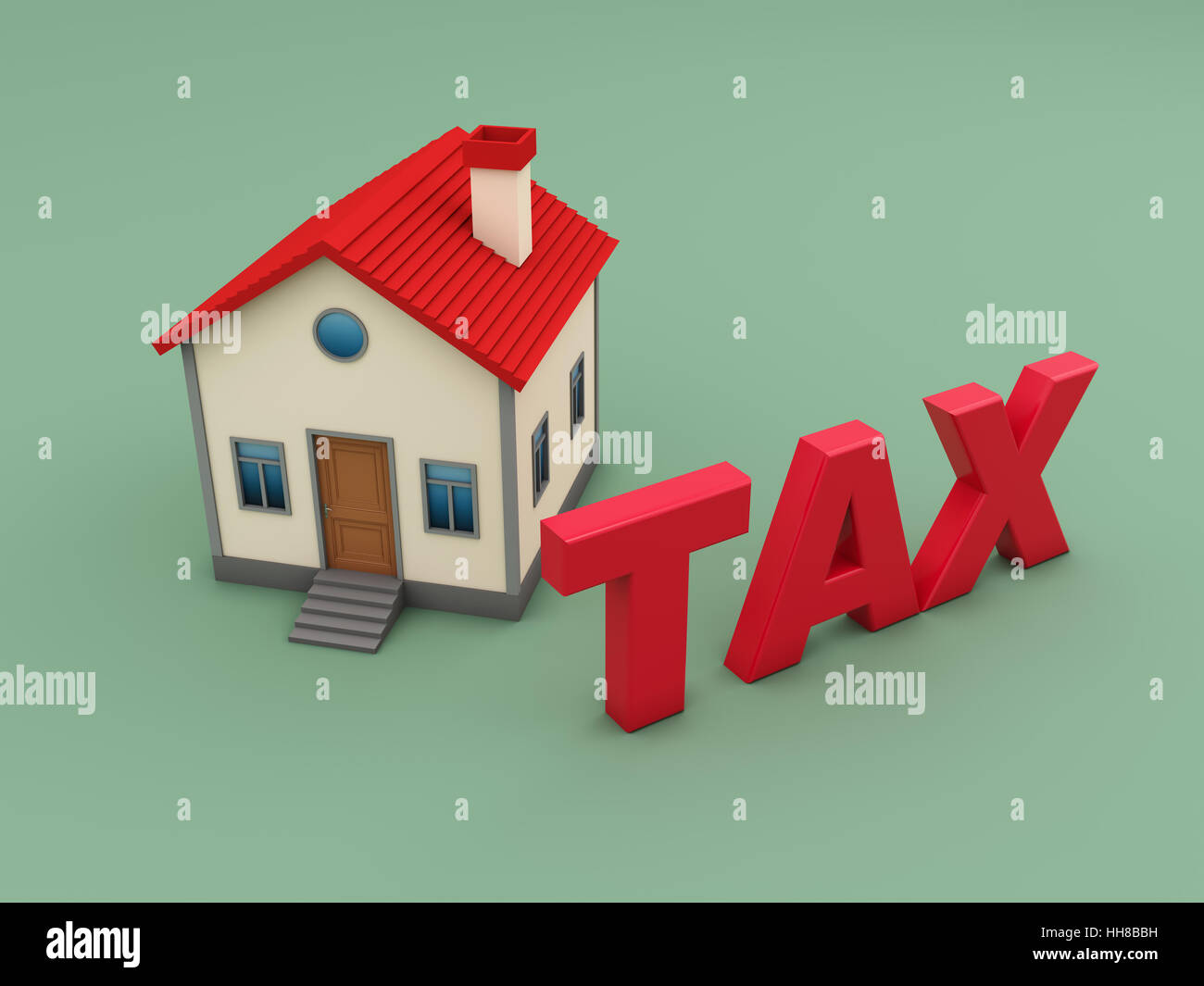 Steuer-Konzept mit Hausmodell - 3D gerenderten Bild Stockfoto