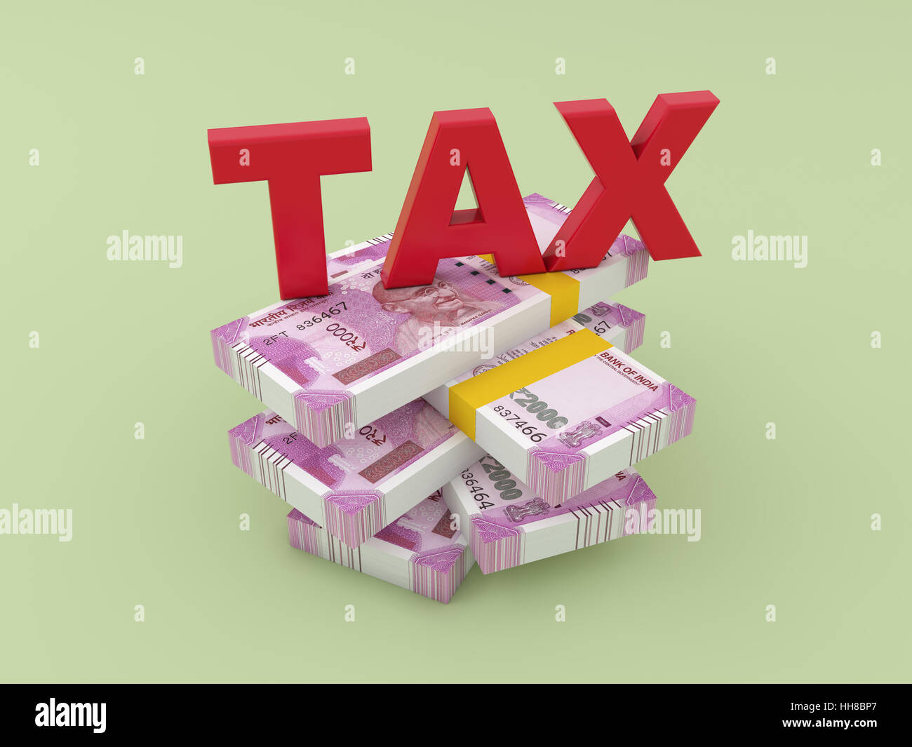 Steuer-Konzept mit neuen indischen Währung - 3D gerenderten Bild Stockfoto