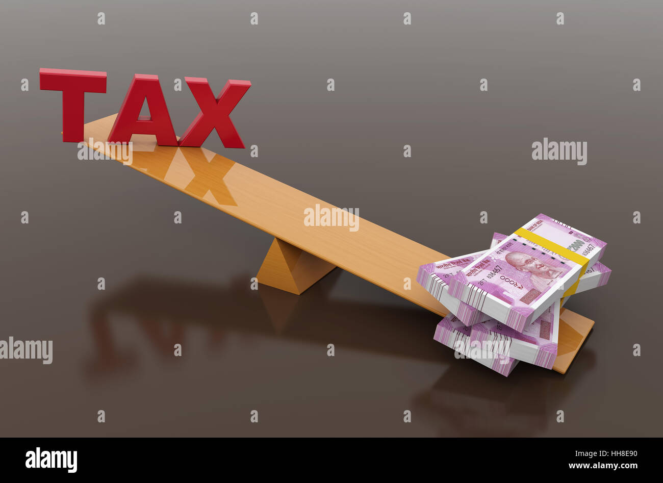 Steuer-Konzept mit indischer Währung - 3D gerenderten Bild Stockfoto