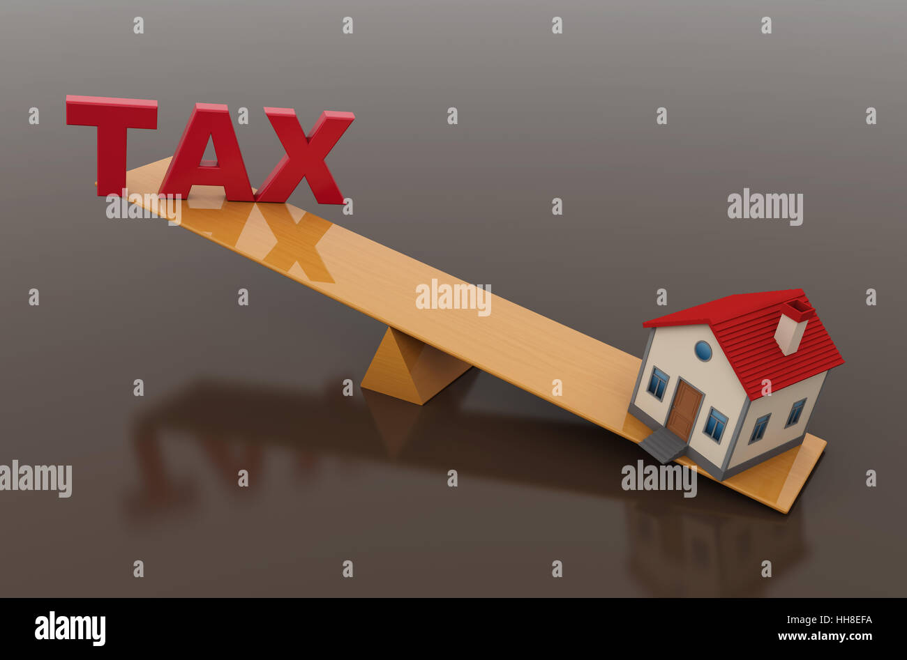 Steuer-Konzept mit 3d Hausmodell - 3D gerenderten Bild Stockfoto