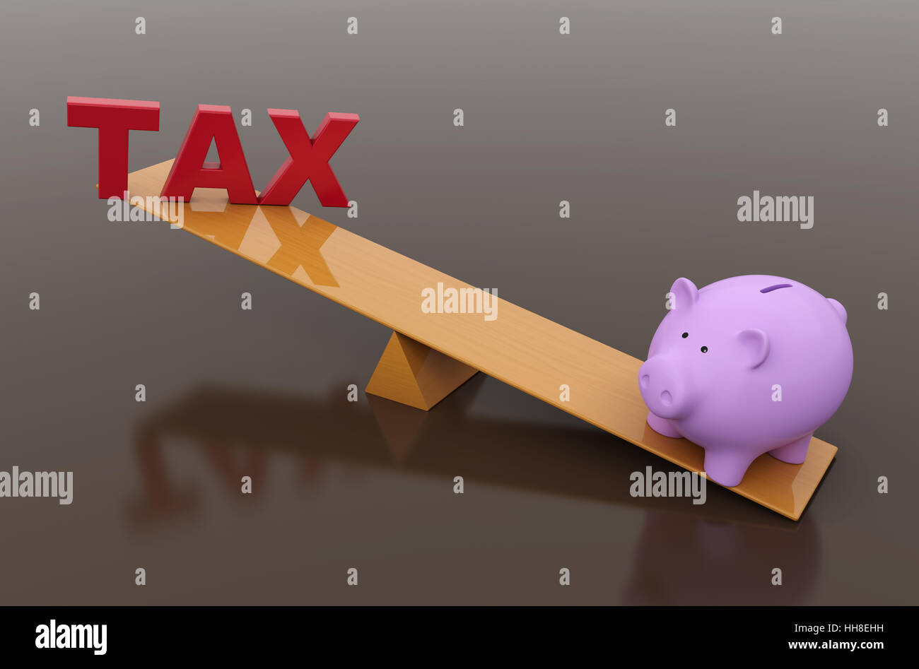 Steuer-Konzept mit Sparschwein - 3D gerenderten Bild Stockfoto