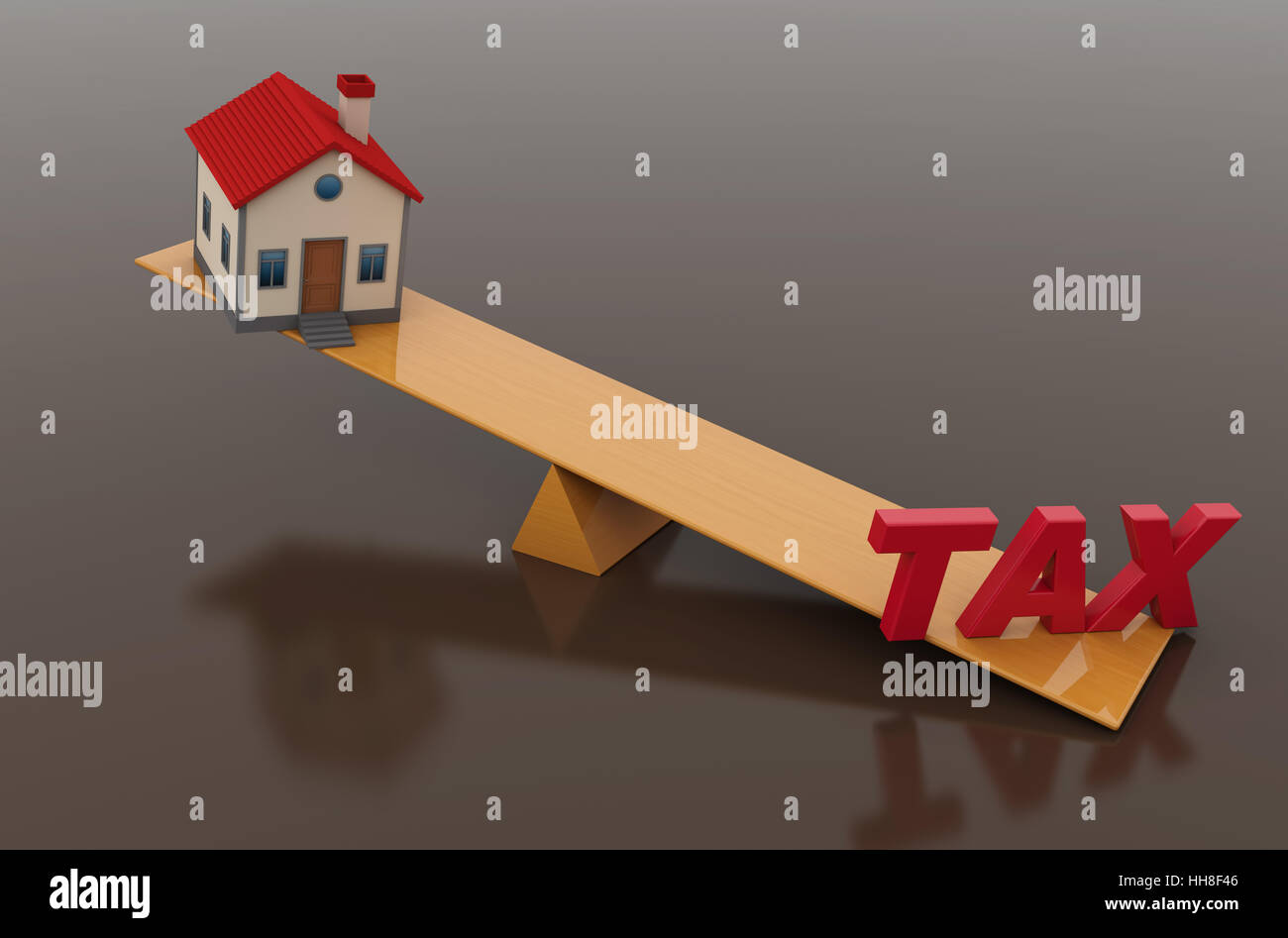 Steuer-Konzept mit 3d Hausmodell - 3D gerenderten Bild Stockfoto
