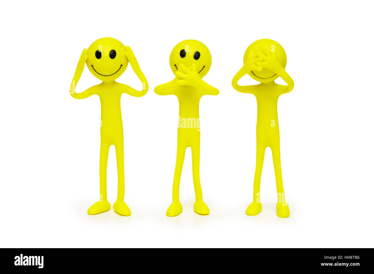 Smilies, die sprechen, hören und sehen, nichts Böses Stockfoto