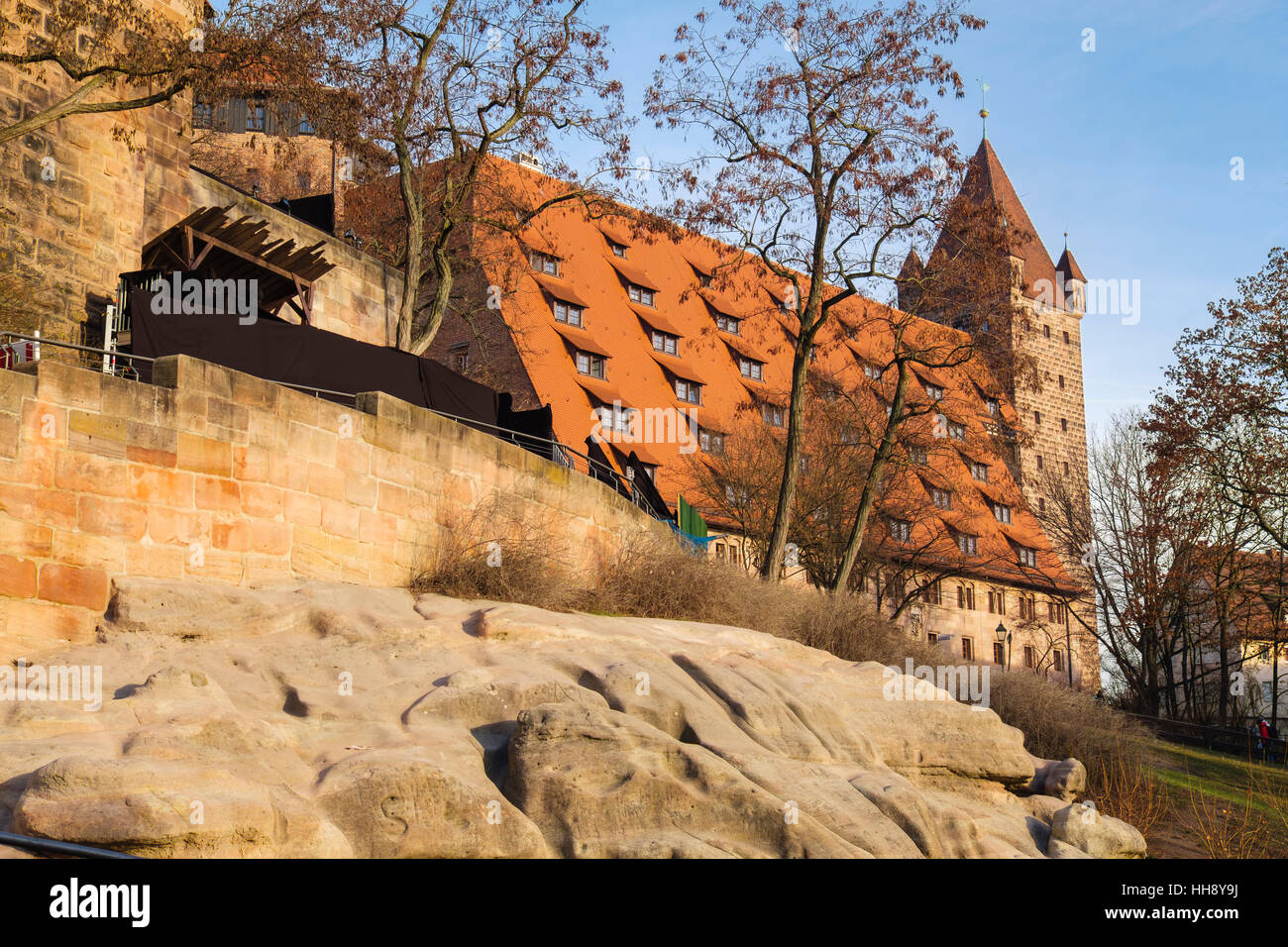 Kaiserburg oder Kaiserburg auf einem Sandstein gebaut. Nürnberg, Bayern, Deutschland Stockfoto