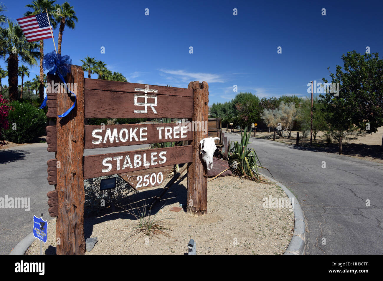 Der Eingang zum Rauch Baum Ställe in Palm Springs, Kalifornien, USA Stockfoto