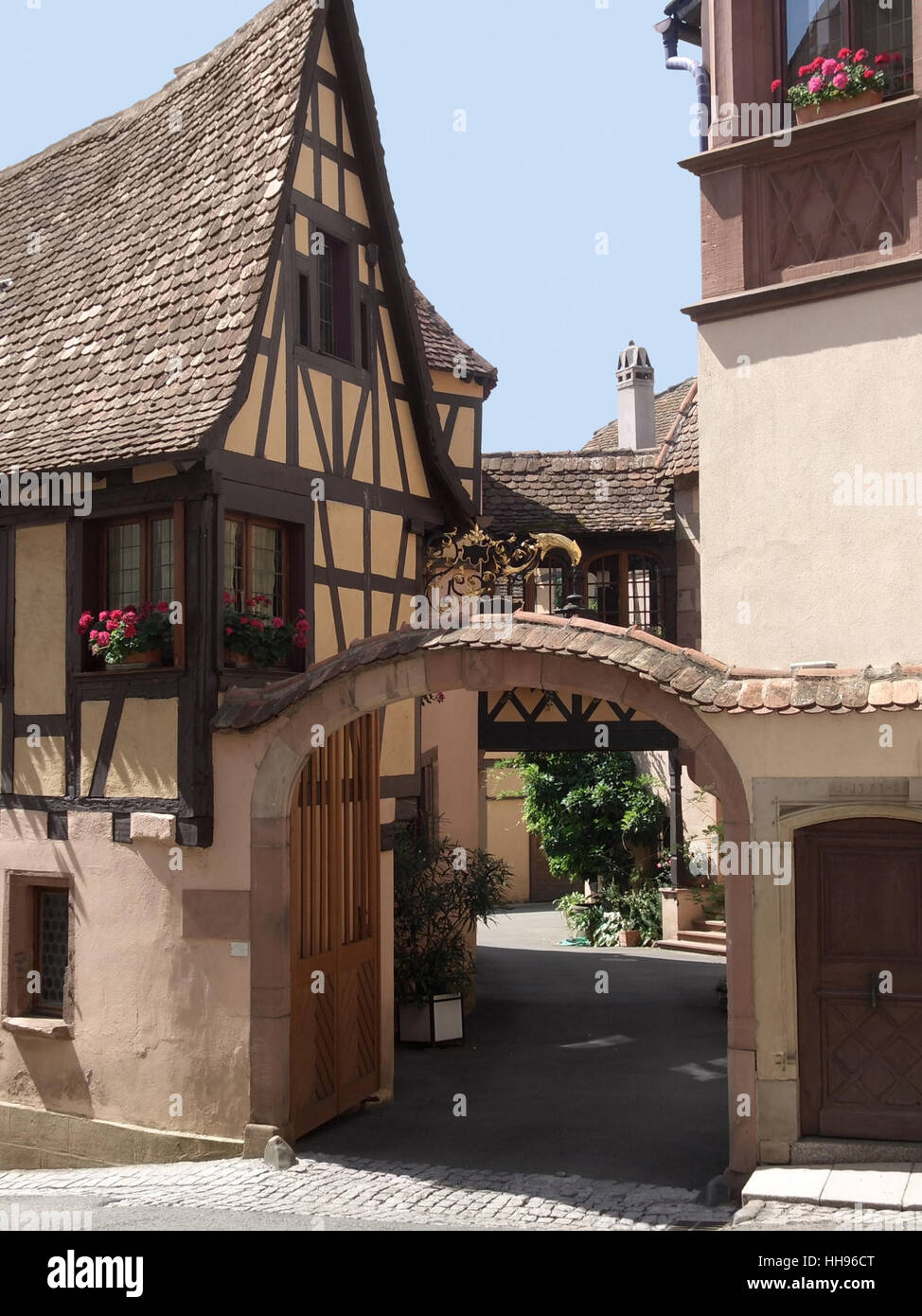 architektonisches Detail in Mittelbergheim, benannt ein Dorf von einer Region in Frankreich Alsace Stockfoto
