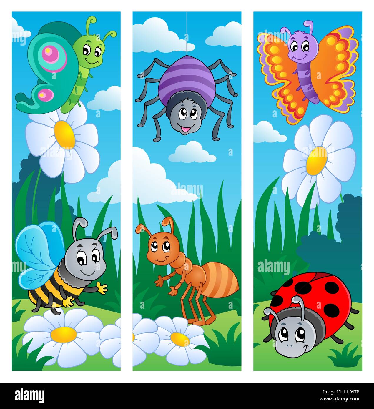 Zusammensetzung, Schmetterling, Spinne, Honigbiene, Banner, Fehler, Bugs, Insekt, Biene, Stockfoto