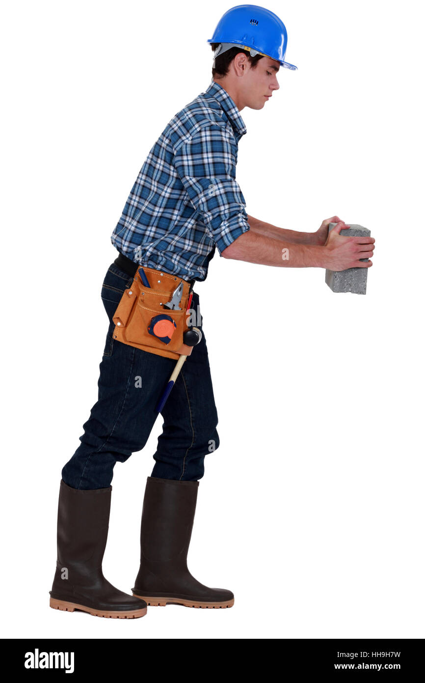 blau, Beton, Ziegel, Zubehör, Zubehör, Block, Baumeister, Aktivität, blau, Stockfoto