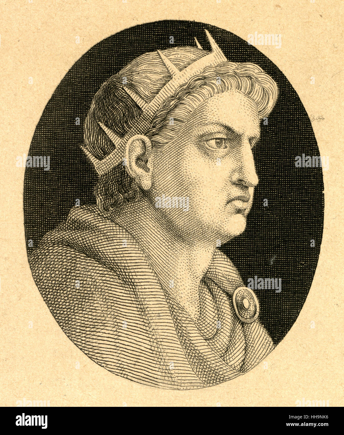 Antike c1840 Gravur, Nero. Nero (37 n. Chr. - 68 n. Chr.) war Roman Emperor von 54 bis 68, und der letzte in der Julio-Claudian Dynastie. QUELLE: ORIGINAL GRAVUR. Stockfoto