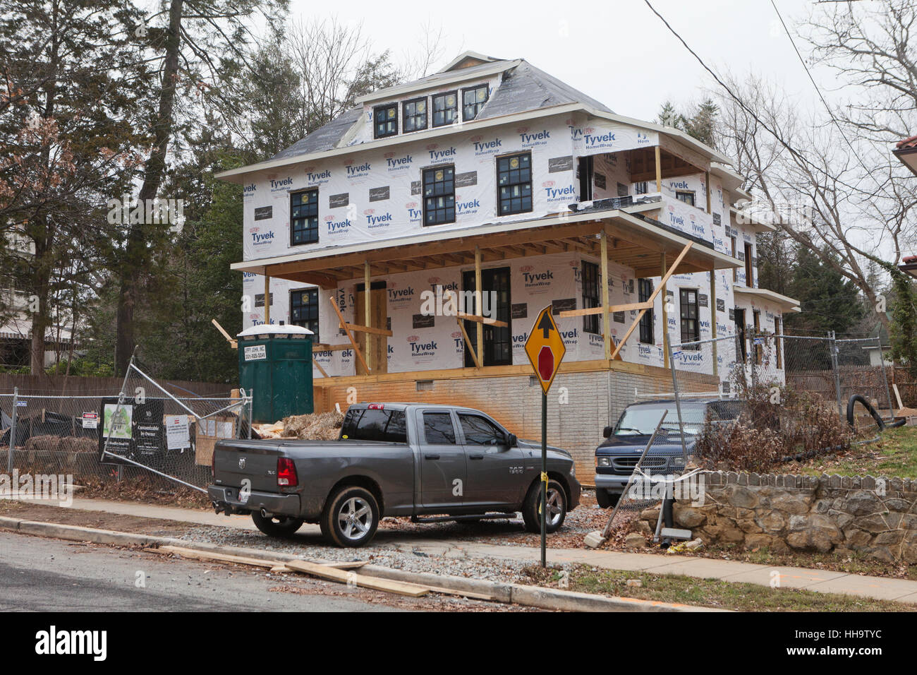 Großes freistehendes Einfamilienhaus im Bau - Washington, DC USA Stockfoto