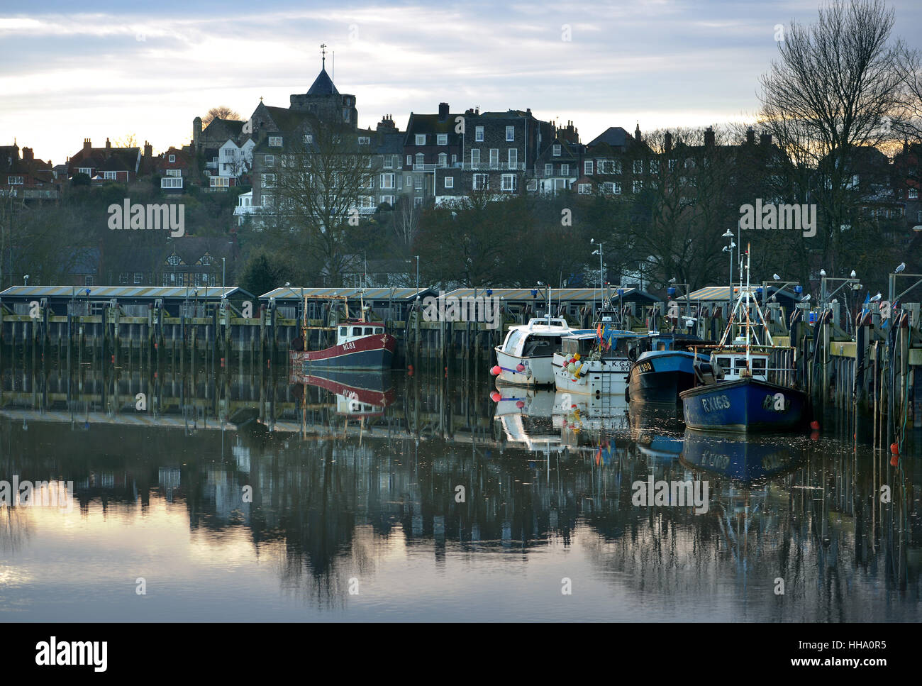 Roggen, East Sussex bei Sonnenuntergang Stockfoto
