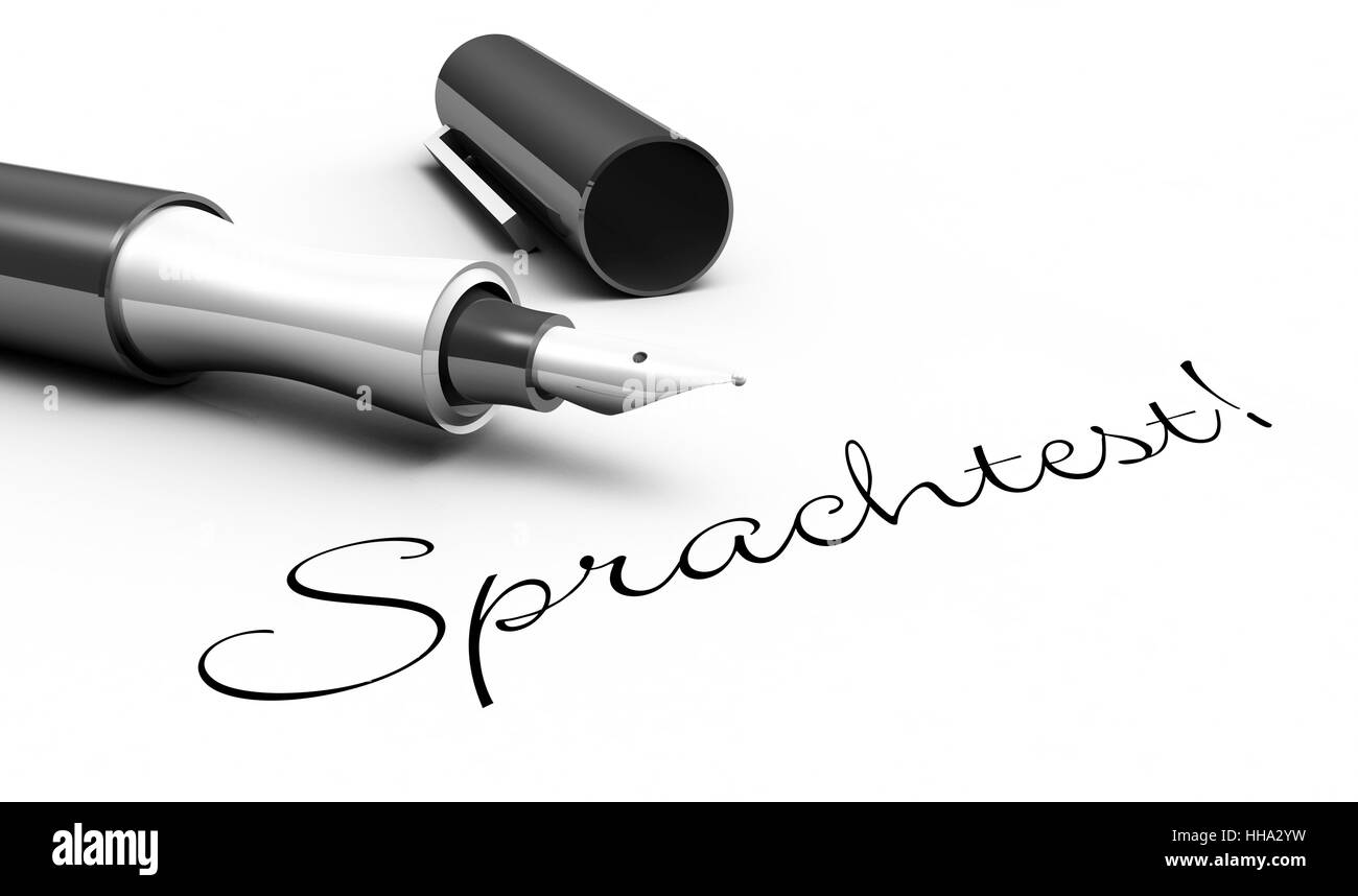 Sprachtest! -Stift-Konzept Stockfoto